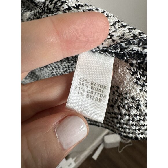 St. John Chunky Open Draped Knit Cardigan Sweater Size Small Black White Belted - Picture 6 of 11